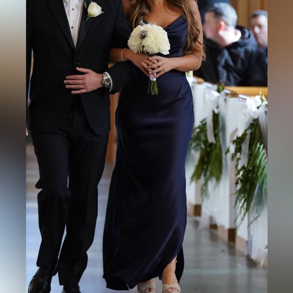 Revelry Skye Satin Navy Blue Dress - Picture 5 of 5